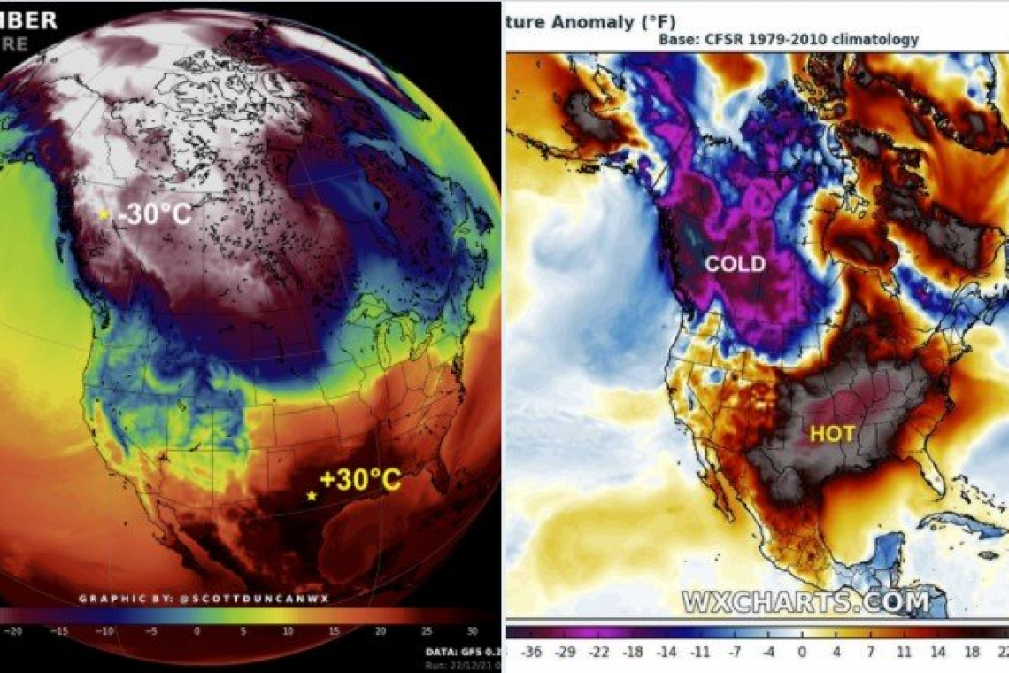 Extreme climate flucuation sweeps across large parts of the USA 