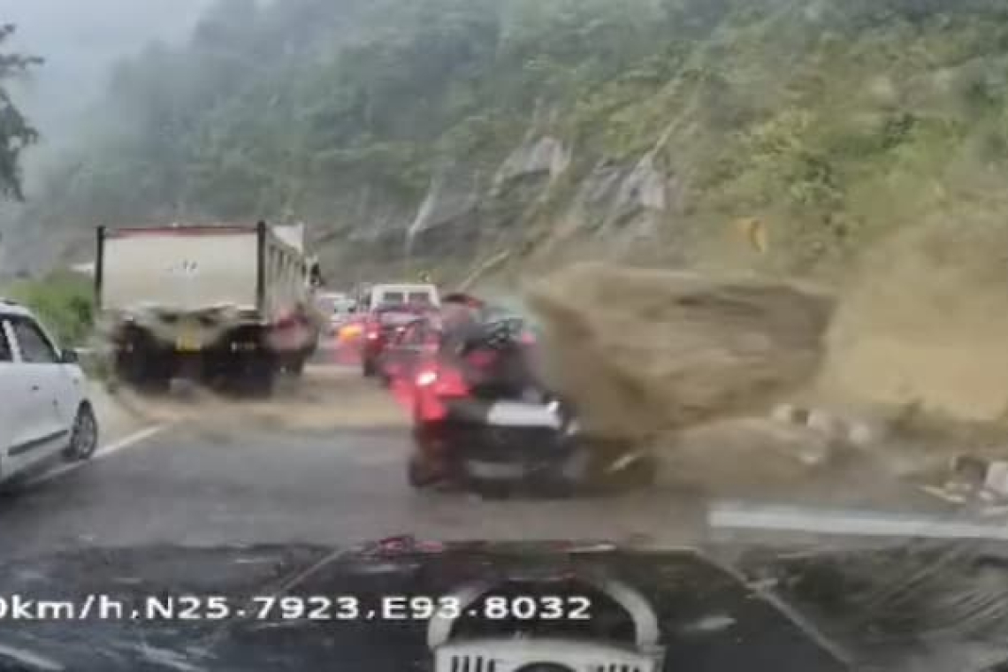 India Landslide: Massive Rock Crushes Cars