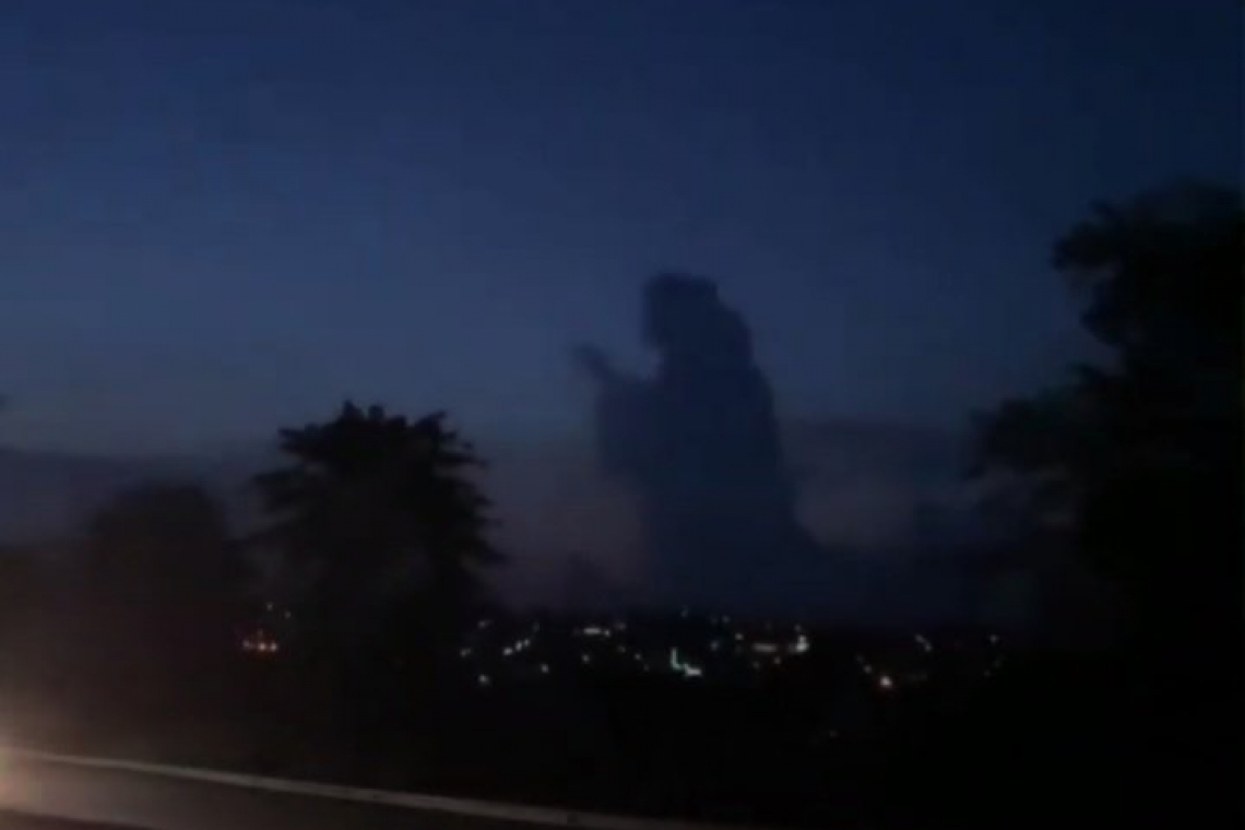 Biblical silhouette mysteriously appears in the sunset sky over Indonesia