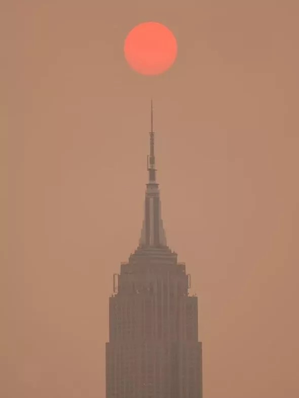 The city's landmarks have been made hazy by the smog (Image: Getty)